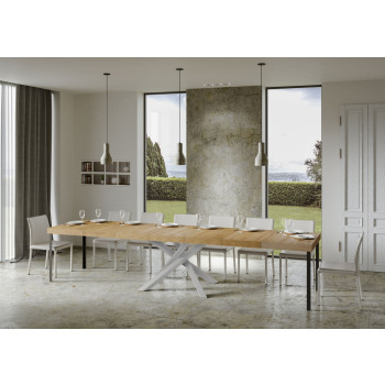 Volantis Premium table with white legs D.90 - Extendable table 140/400x90 cm Volantis Premium white ash with white legs