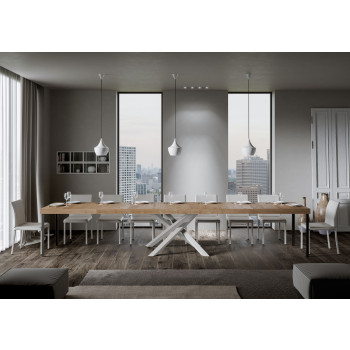 Volantis Premium table with white legs D.90 - Extendable table 160/420x90 cm Volantis Premium white ash with white legs