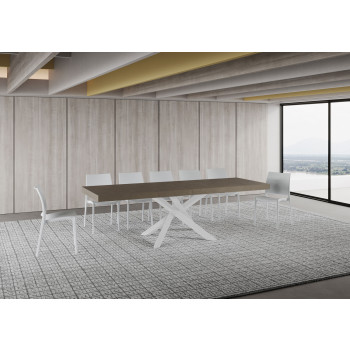 Volantis Premium table with white legs D.90 - Extendable table 160/420x90 cm Volantis Premium white ash with white legs