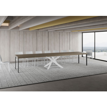 Volantis Premium table with white legs D.90 - Extendable table 160/420x90 cm Volantis Premium white ash with white legs