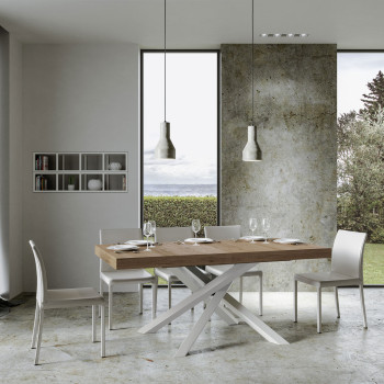 Volantis Premium table with white legs D.90 - Extendable table 160/420x90 cm Volantis Premium white ash with white legs