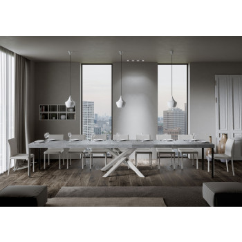 Volantis Premium table with white legs D.90 - Extendable table 180/440x90 cm Volantis Premium white ash with white legs