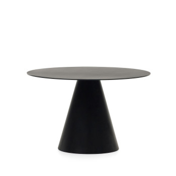 Wilshire table in tempered glass and black painted metal Ø 120 cm