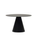 Wilshire table in tempered glass and black painted metal Ø 120 cm