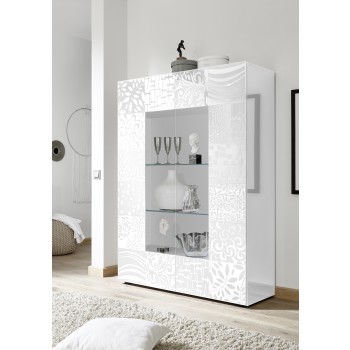 MIRO 2-door glass display cabinet, 121x166x43 cm, white