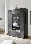 MIRO 2-door glass display cabinet, grey colour