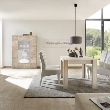 MIRO 2-door glass display cabinet, 121x166x43 cm, oak colour