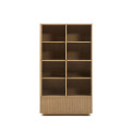 Helvine display cabinet, 4 doors, 2 drawers, oak veneer, tempered glass, 100x174cm, FSC 100%
