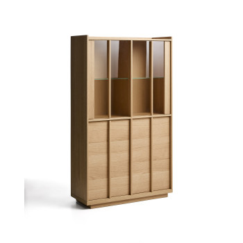 Onix display cabinet in solid oak and oak veneer, natural tone finish, 100 x 170 cm, FSC Mix Credit