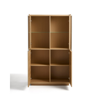 Onix display cabinet in solid oak and oak veneer, natural tone finish, 100 x 170 cm, FSC Mix Credit