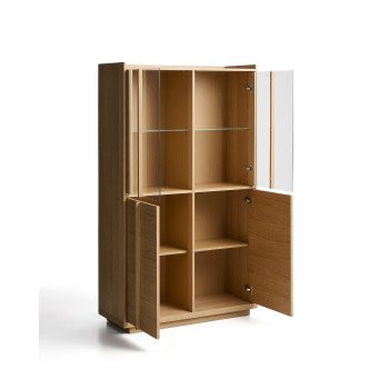 Onix display cabinet in solid oak and oak veneer, natural tone finish, 100 x 170 cm, FSC Mix Credit