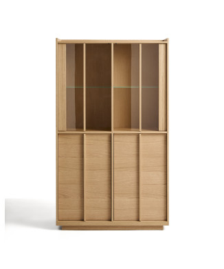 Onix display cabinet in solid oak and oak veneer, natural tone finish, 100 x 170 cm, FSC Mix Credit