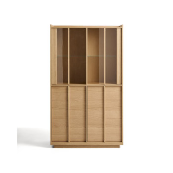Onix display cabinet in solid oak and oak veneer, natural tone finish, 100 x 170 cm, FSC Mix Credit