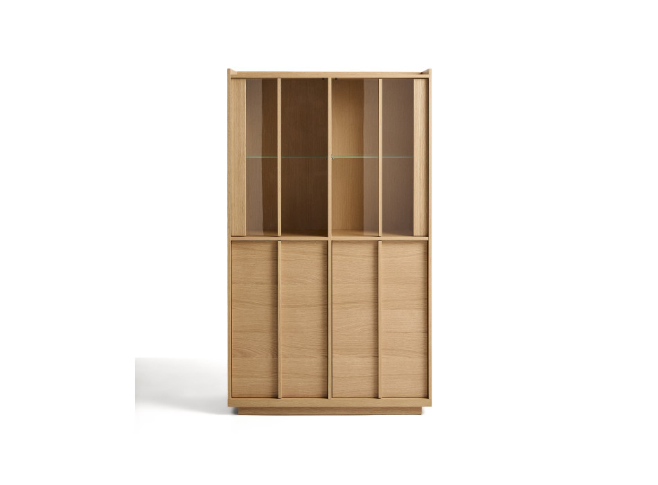 Onix display cabinet in solid oak and oak veneer, natural tone finish, 100 x 170 cm, FSC Mix Credit